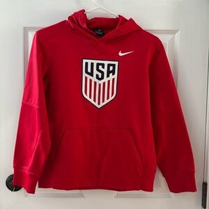 Nike USA Dri-Fit red hoodie sz L EUC no rips tears or stains.